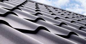 Close up of dark tiled roof