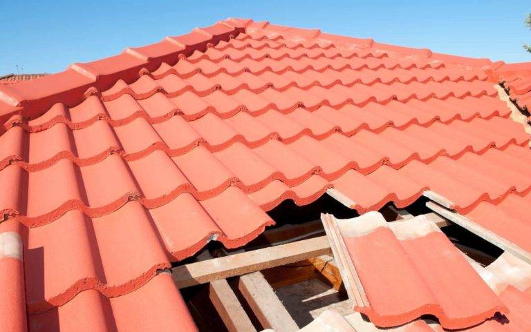 Damaged tile roof